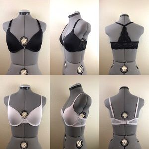 GAP Body Light Gray Black Fav T-shirt Lace Bra Set